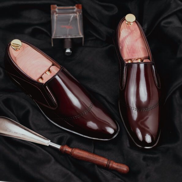 Men Brown Round-Toe Formal Slip-On Shoes